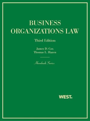 cover image of Cox and Hazen's Business Organizations Law, 3d (Hornbook Series)
